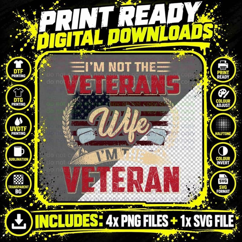 Veteran's Wife T-Shirt, Patriotic Design Png SVG Digital Bundle