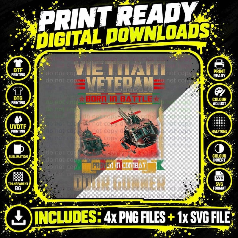 Vietnam Veteran Door Gunner T-Shirt Png SVG Digital Bundle