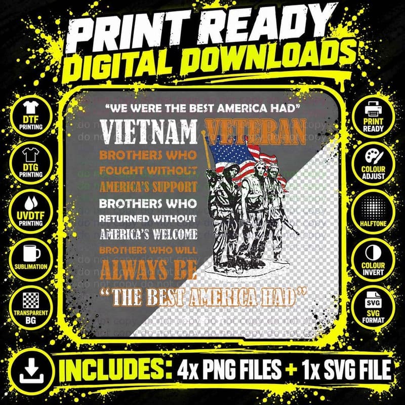 Vietnam Veteran the Best America Had Proud T-Shirt Png SVG Digital Bundle