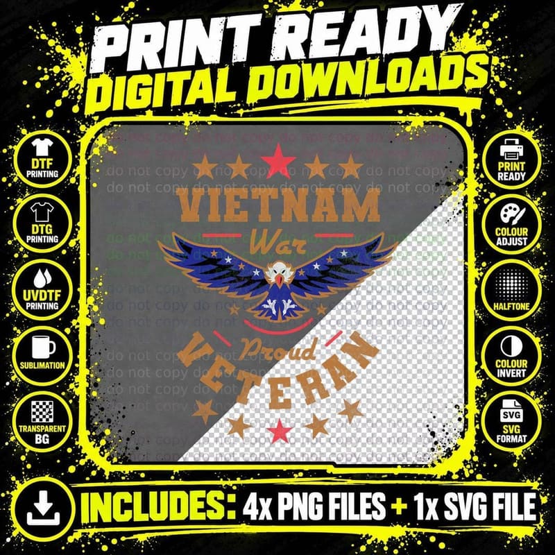 Vietnam War Proud Veteran's Day T-Shirt Png SVG Digital Bundle
