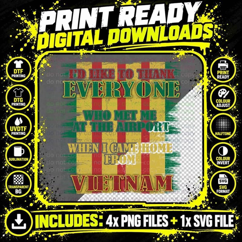 Vietnam War Veteran Airport T-Shirt, Patriotic Png SVG Digital Bundle