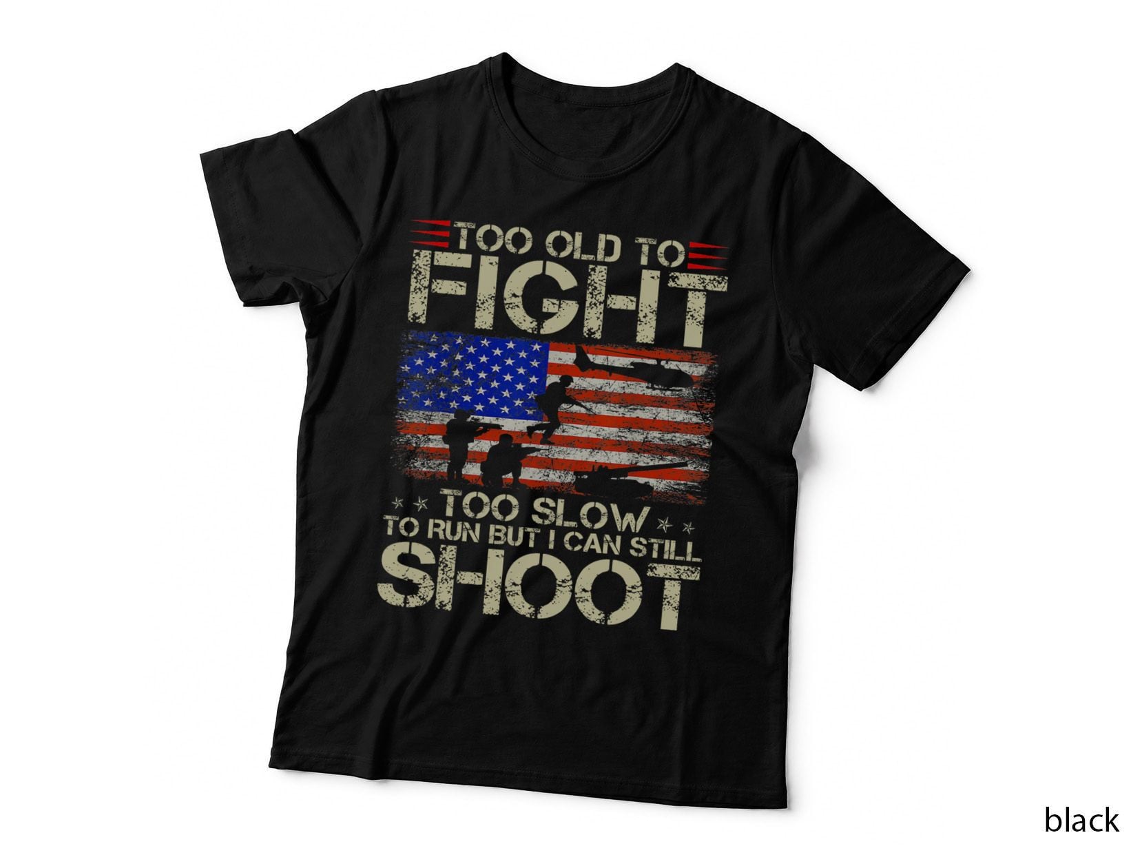 Vintage Too Old to Fight Too Slow to Run Veteran T-Shirt