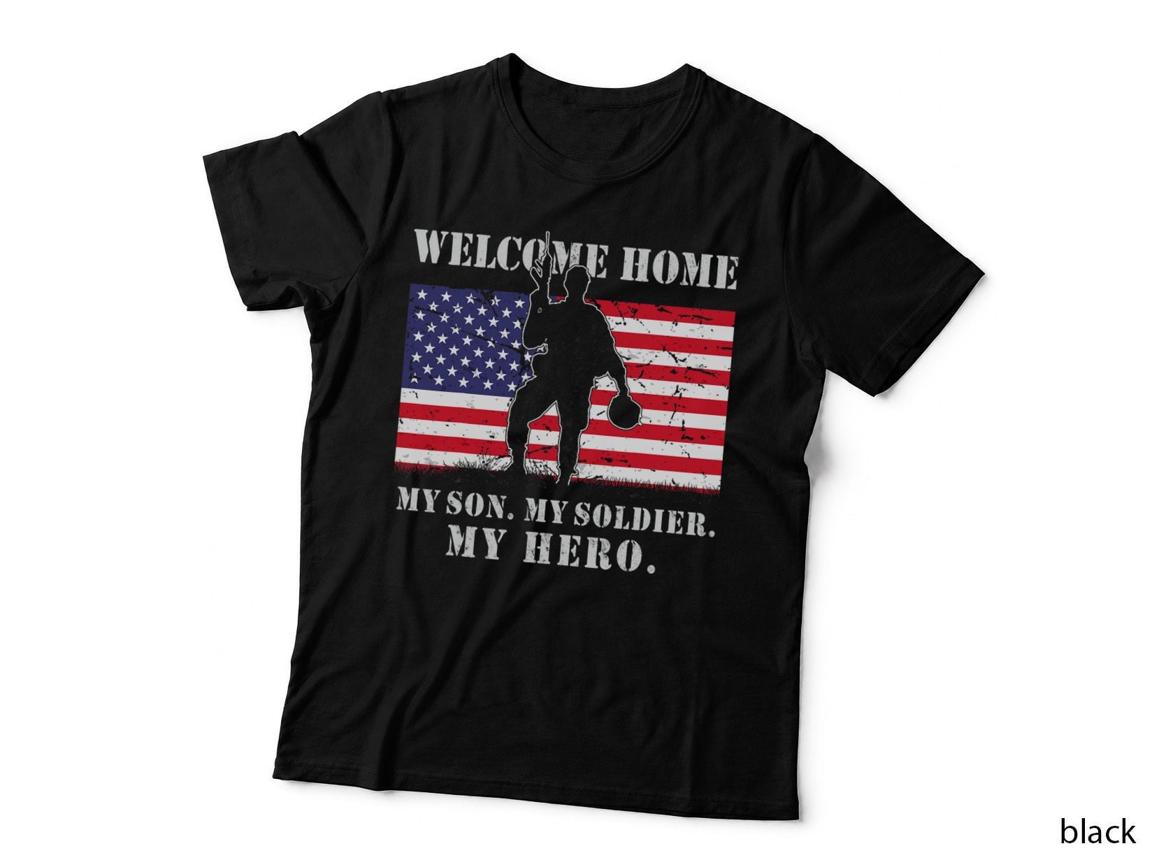 Welcome Home My Son Soldier Homecoming Reunion US Flag Retro T-Shirt