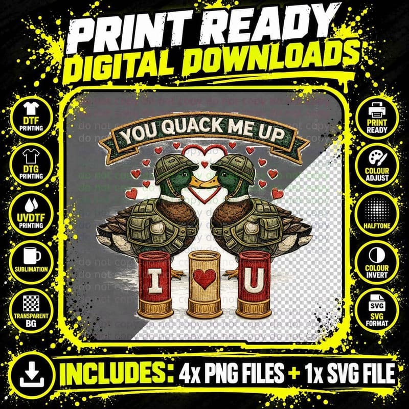 You Quack Me up Hunting T-Shirt, Military Ducks in Love Png SVG Digital Bundle