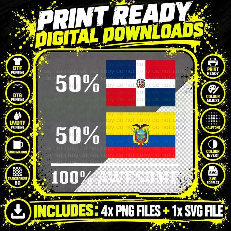 50 Dominican Republic 50 Ecuador Ecuadorian Flag Pride Png SVG Digital Bundle