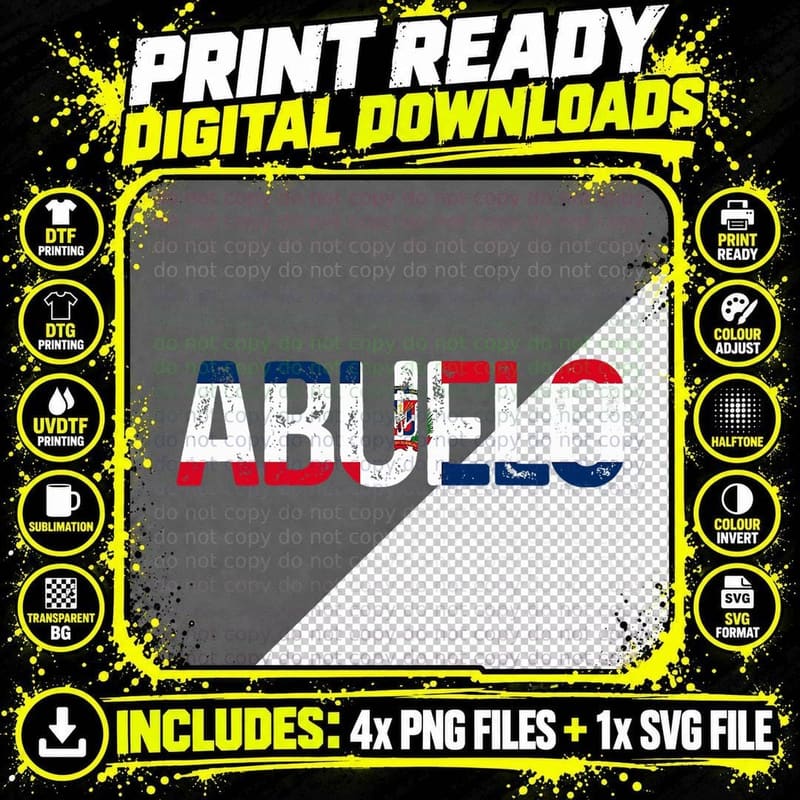 Abuelo Dominican Republic Flag Pride Grandpa Fathers Day Png SVG Digital Bundle