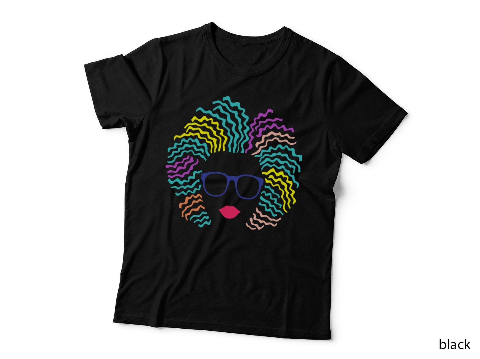 Afro Girl T-Shirt Natural Hair & Glasses, Black Women Art, Black Girl Magic