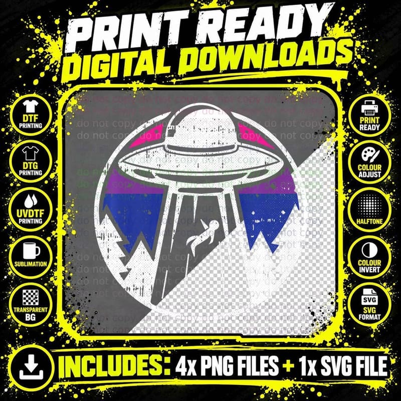 Alien Abduction Bisexual Pride LGBT-Q Gaylien UFO Proud Png SVG Digital Bundle