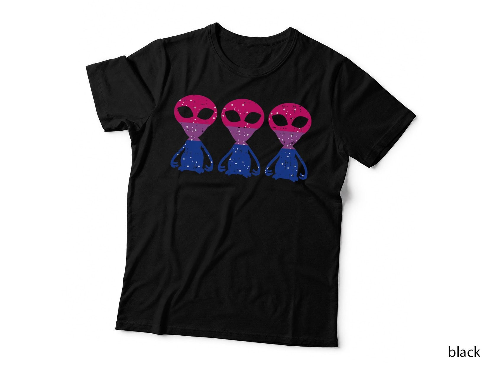 Aliens Bisexual Funny Bi Pride Flag LGBTQ ET Space Men Women T-Shirt