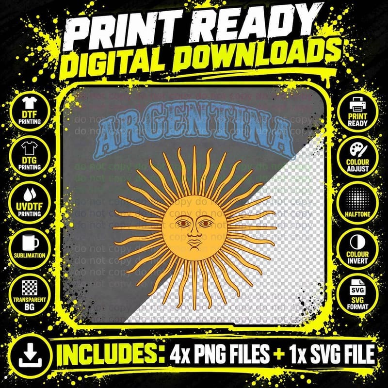 Argentina-Shirt Argentinian Flag Sun of May Pride Png SVG Digital Bundle