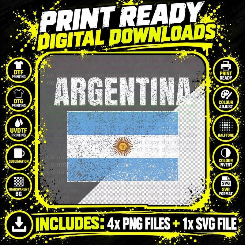 Argentinian Flag Vintage Argentina Map Country Gift Png SVG Digital Bundle