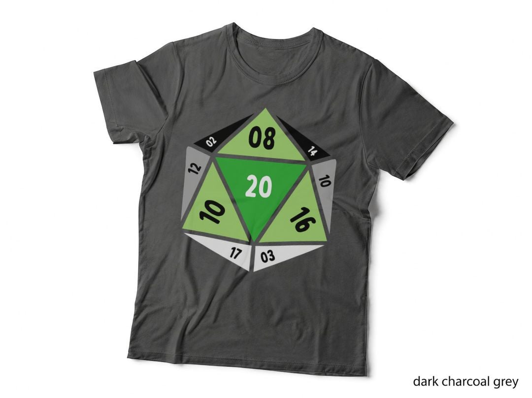 Aromantic D20 Dice Asexual Pride LGBT Aroace Ally Gaymer T-Shirt
