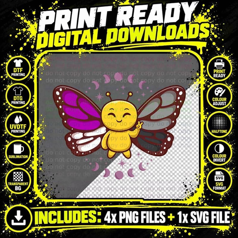 Asexual Flag Ace Monarch Butterfly Insect Subtle Pride Png SVG Digital Bundle