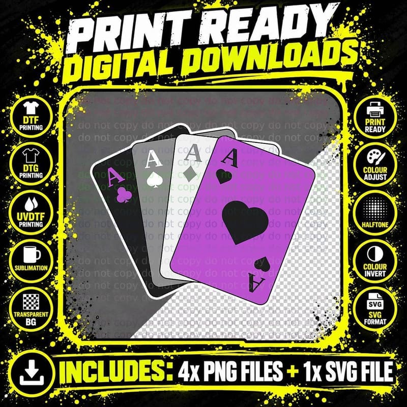 Asexual Pride Shirt Ace Playing Card LGBTQ Pride Stuff Png SVG Digital Bundle