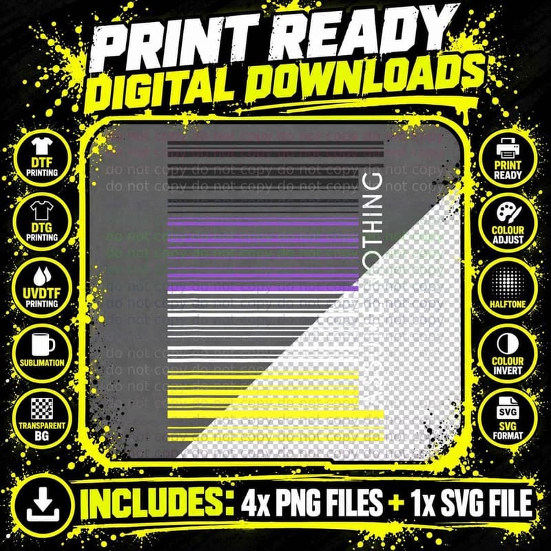 Assume Nothing Nonbinary Flag Barcode Enby Genderqueer Png SVG Digital Bundle
