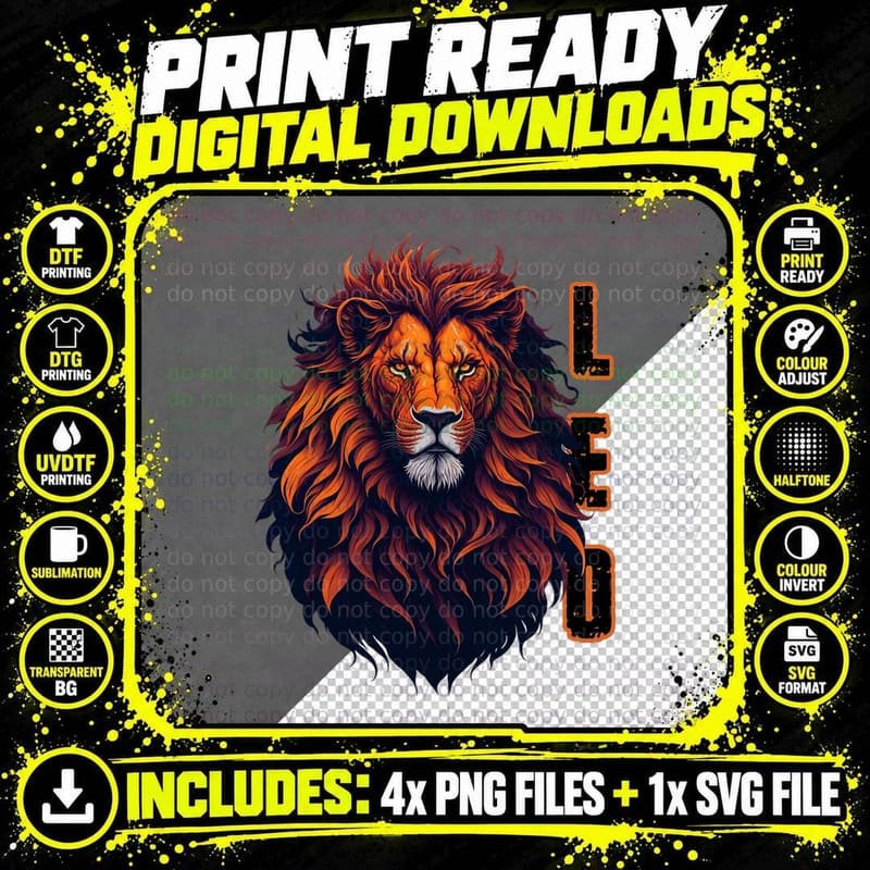 August Birthday Leo Lion Pride Graphic Mens Zodiac Png SVG Digital Bundle