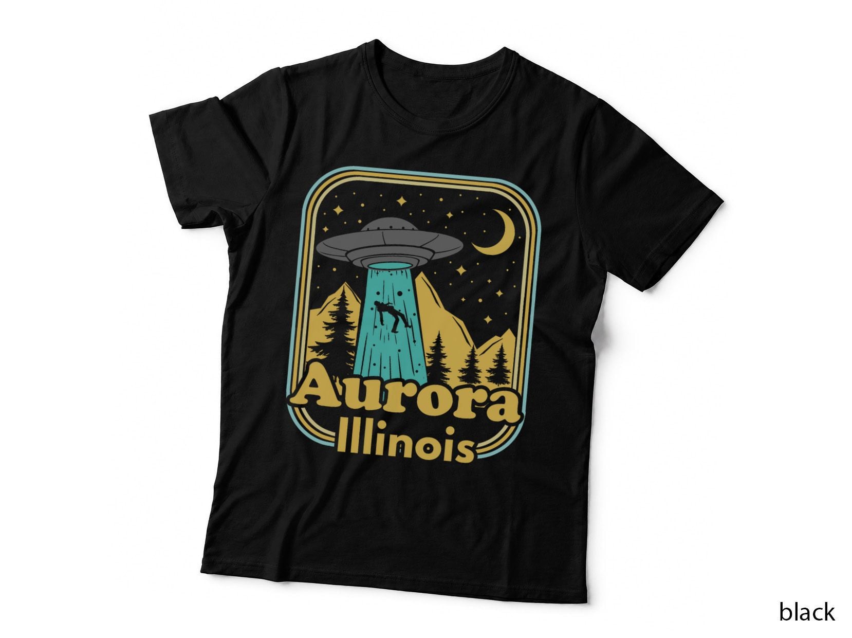 Aurora Illinois UFO Alien Hunter 80s State Pride, Retro Sci-Fi T-Shirt