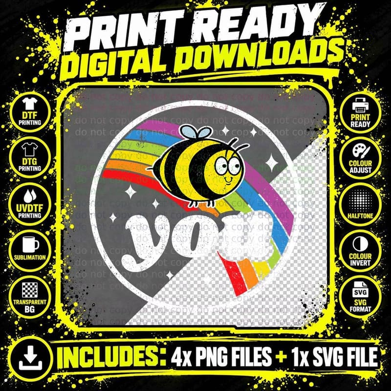 Bee You Gay Pride Rainbow Flag Lesbian Equality Ally Png SVG Digital Bundle