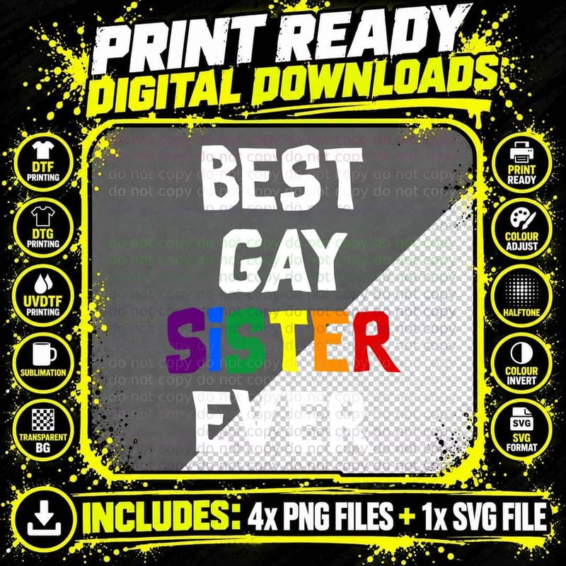 Best Lesbian Sister Ever LGBT Gay, LGBTQ+, Pride Png SVG Digital Bundle