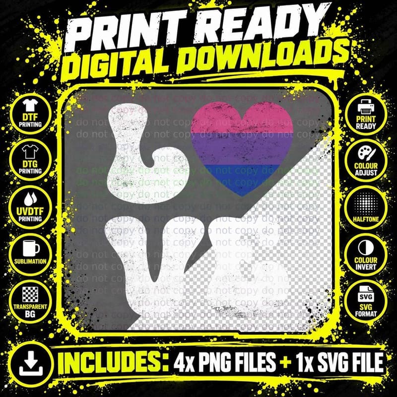 Bi Love LGBTQ Bisexual Pride Fashion Png SVG Digital Bundle