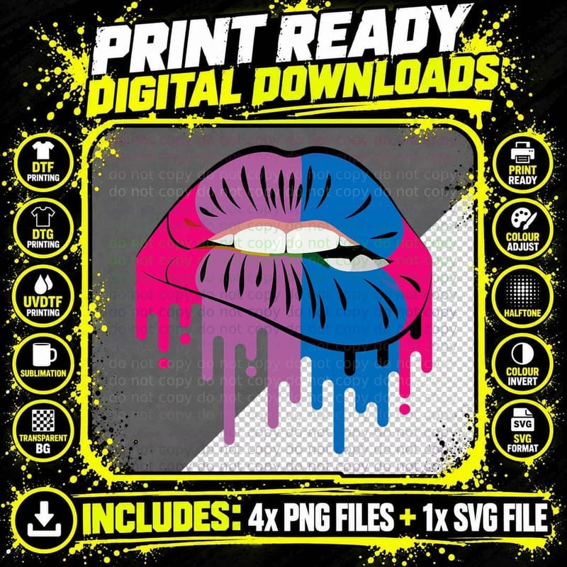 Bisexual Flag Lips Bisexuality LGBT Bi Pride Png SVG Digital Bundle