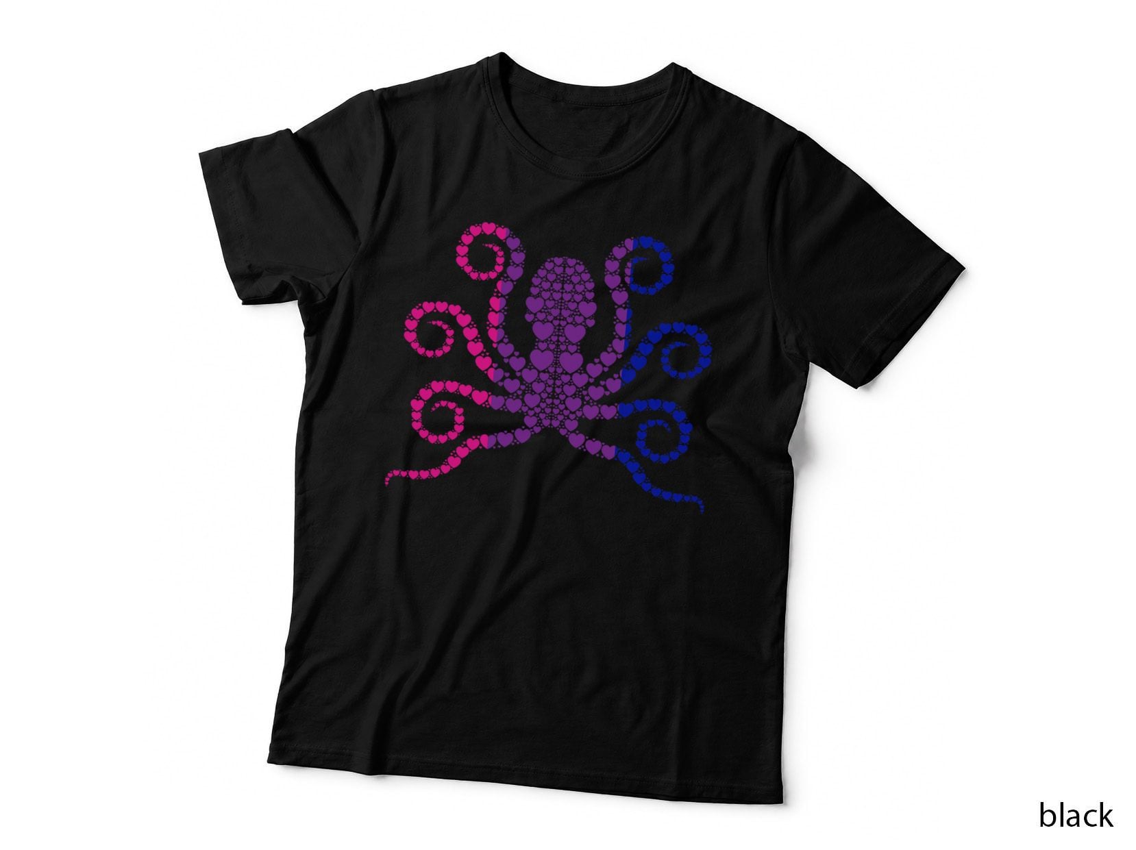 Bisexual Octopus Heart LGBT-Q Cute Subtle Bi Pride Flag T-Shirt