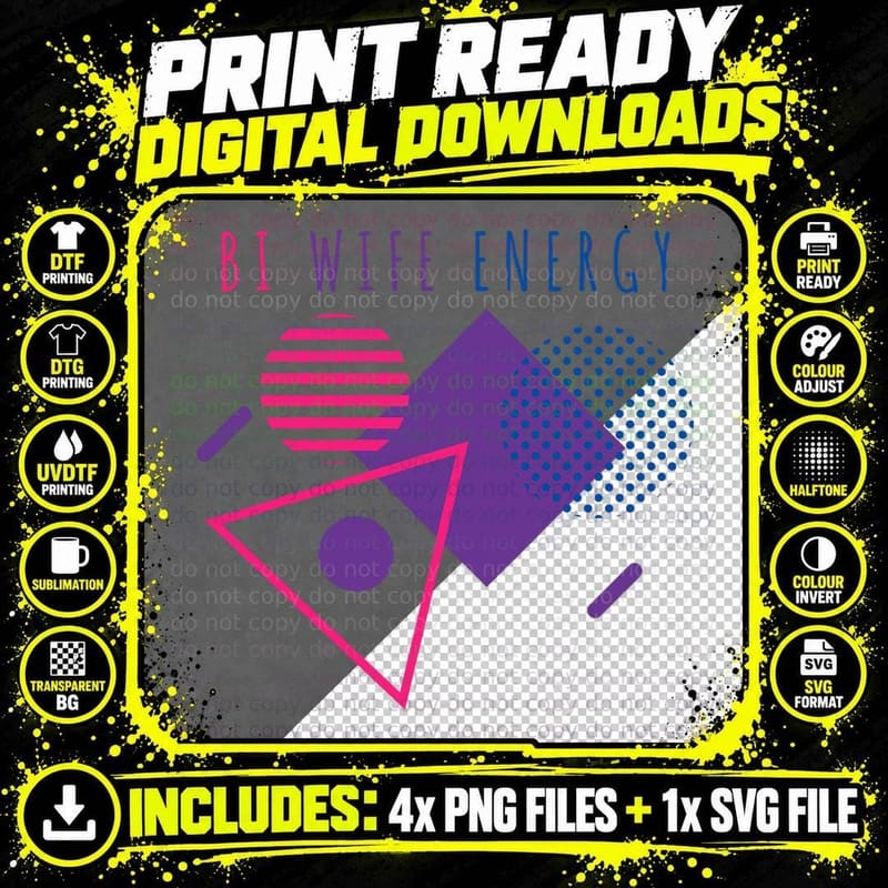 Bisexual Pride Bi Wife Energy LGBTQ Lover Support LGBT Png SVG Digital Bundle