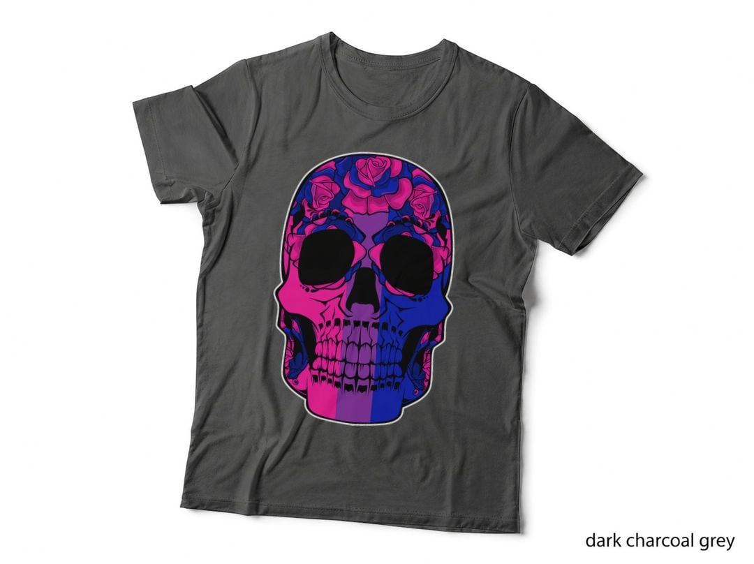 Bisexual Sugar Skull LGBT-Q Cool Subtle Bi Pride Flag T-Shirt