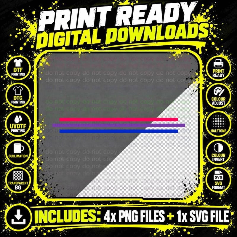 Bisexuality Pride Bisexual Rainbow Flag Stripes Bi LGBT Png SVG Digital Bundle