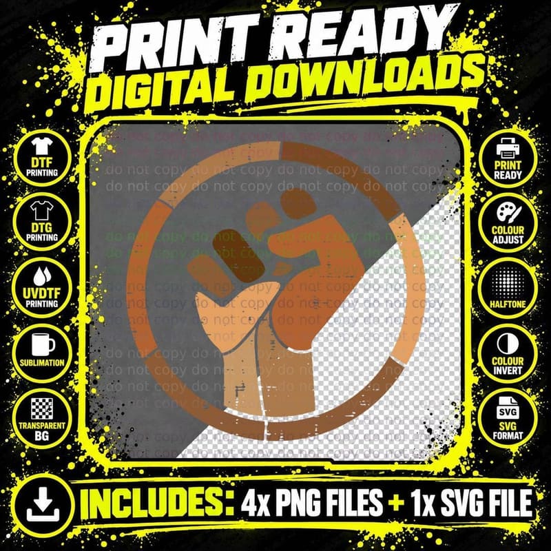 Black History Melanin Fist African Pride Men Women Kids Png SVG Digital Bundle