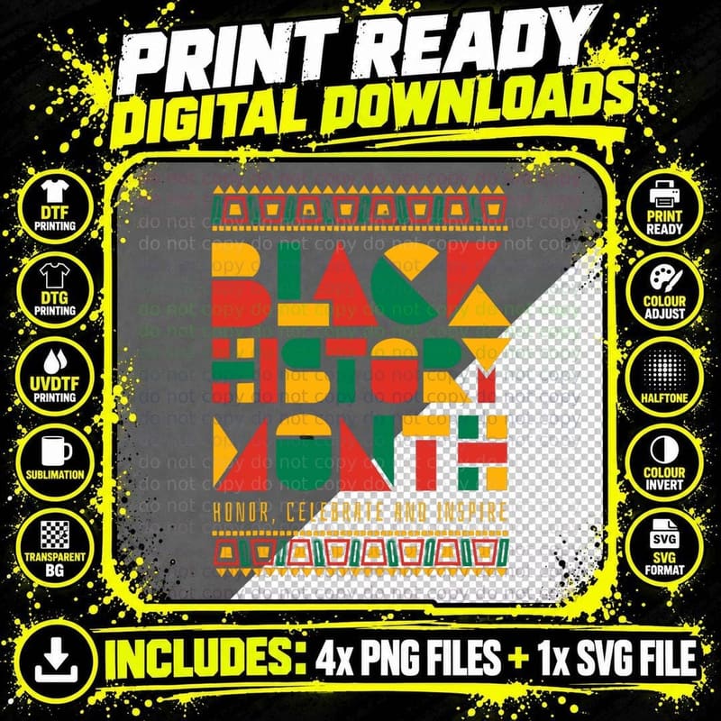 Black History Month Honor Celebrate and Inspire Png SVG Digital Bundle