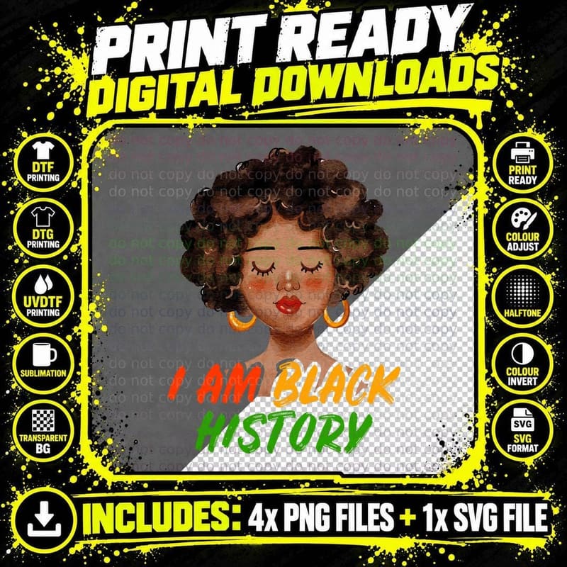 Black History Month Melanin Pride Empowerment Girls & Png SVG Digital Bundle