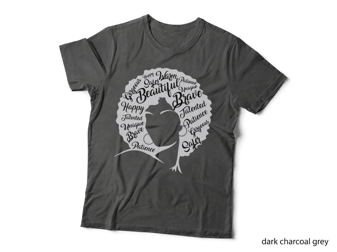 Black History Month Natural Hair Afro Word Art, African American Pride T-Shirt