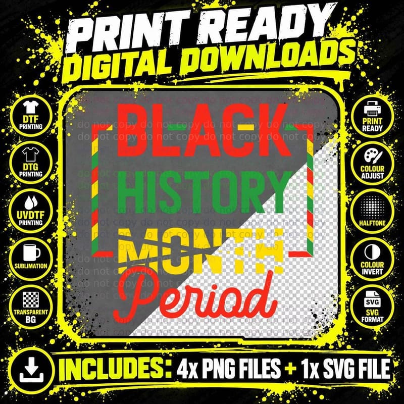 Black History Month Period African Pride Women Men Png SVG Digital Bundle