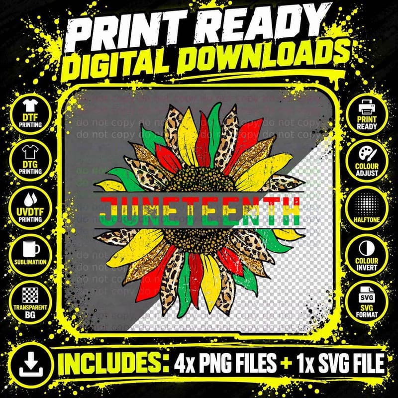 Black History Month Sunflower, Men's, Unisex Png SVG Digital Bundle