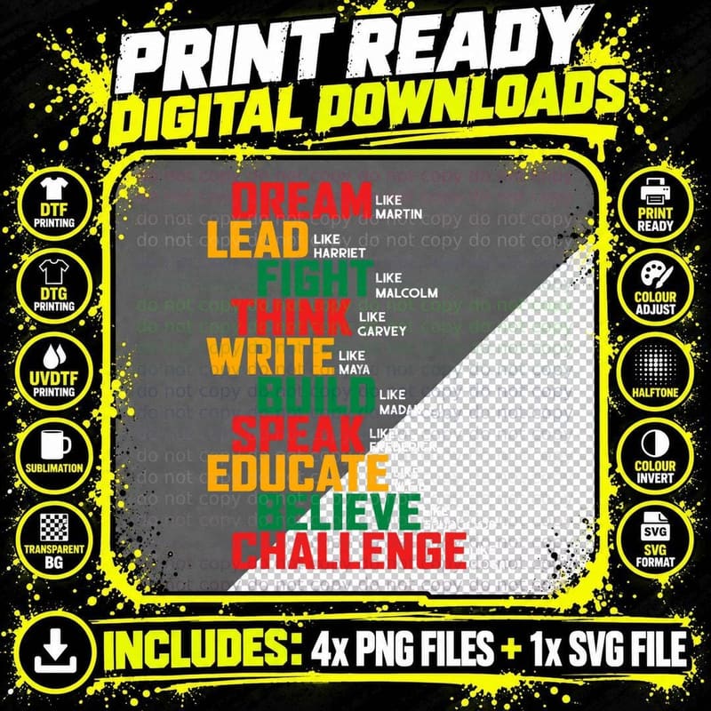 Black History Month for Men Women, African American Png SVG Digital Bundle