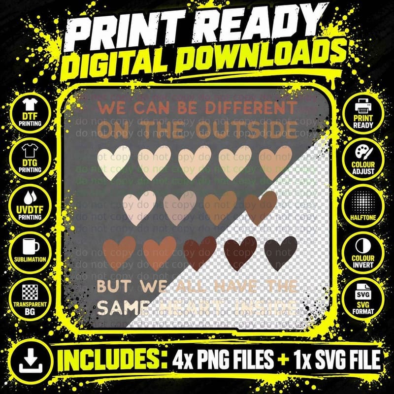 Black History the Same Heart Inside Melanin African Png SVG Digital Bundle