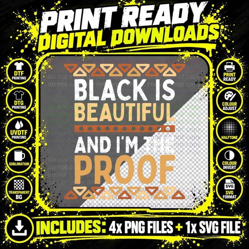 Black Is Beautiful and I'm the Proof Black History Png SVG Digital Bundle