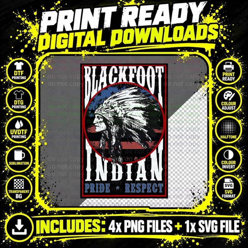 Blackfoot Tribe Native Pride Respect American Indian US Png SVG Digital Bundle