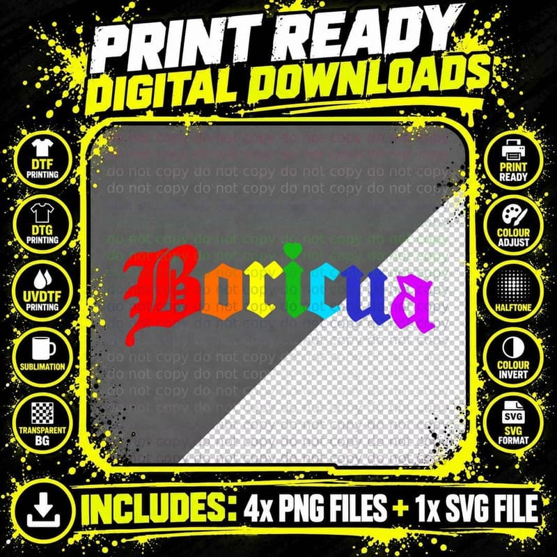 Boricua Gay Puerto Rico Rican LGBT Pride Flag Men Women Png SVG Digital Bundle