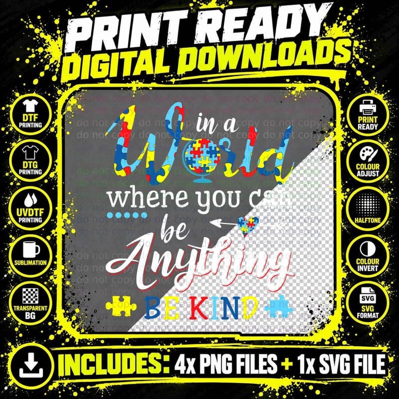 Can Be Anything Be Kind Shirt, Colorful Design Png SVG Digital Bundle