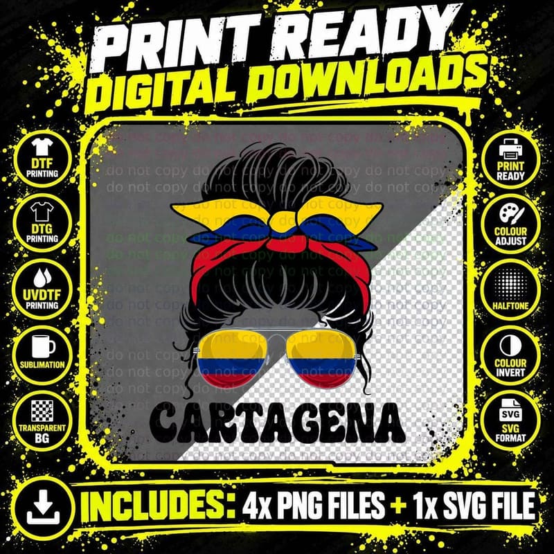 Cartagena Colombia Colombian Girl Colombian Flag Pride Png SVG Digital Bundle