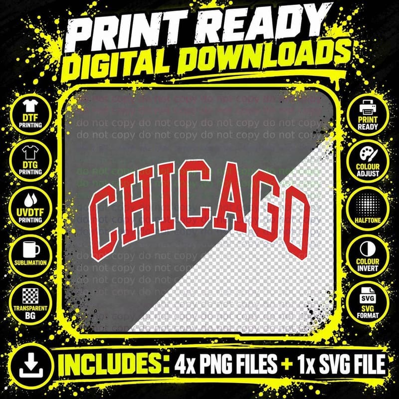 Chicago Illinois, Chicago Souvenir, Illinois Pride Png SVG Digital Bundle