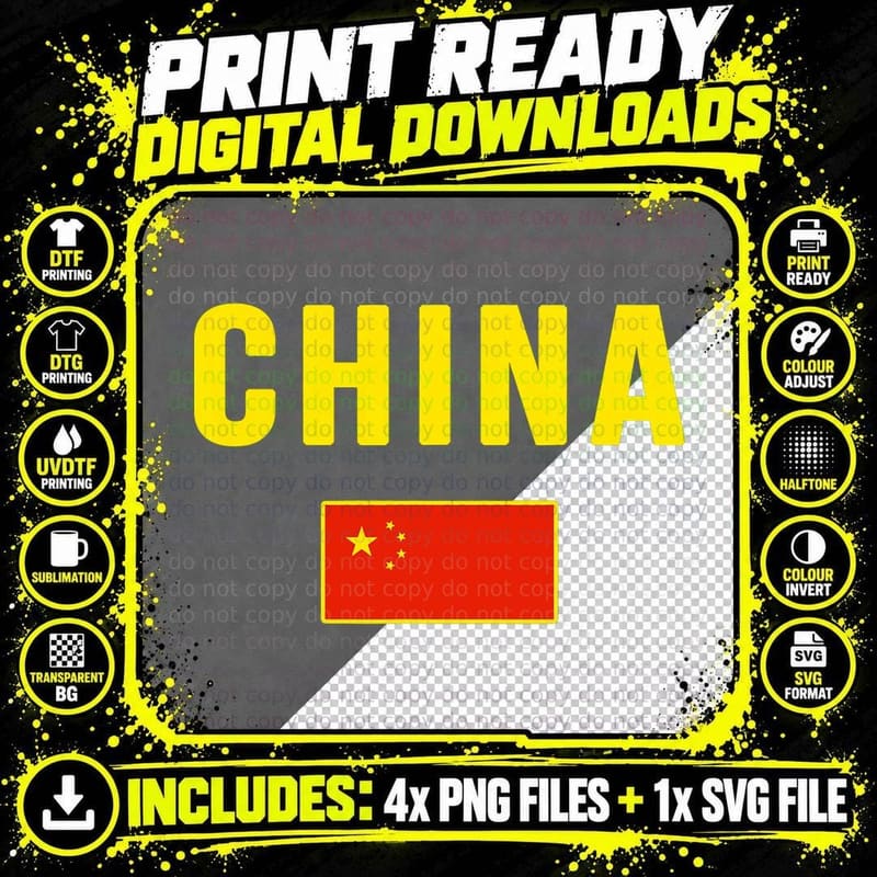 China T-Shirt Chinese Flag Gift Souvenir, National Pride Png SVG Digital Bundle