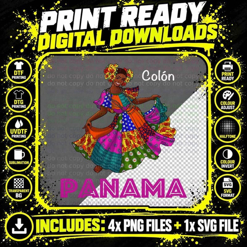 Colon Panama Culture, Panamanian Pride T-Shirt Png SVG Digital Bundle