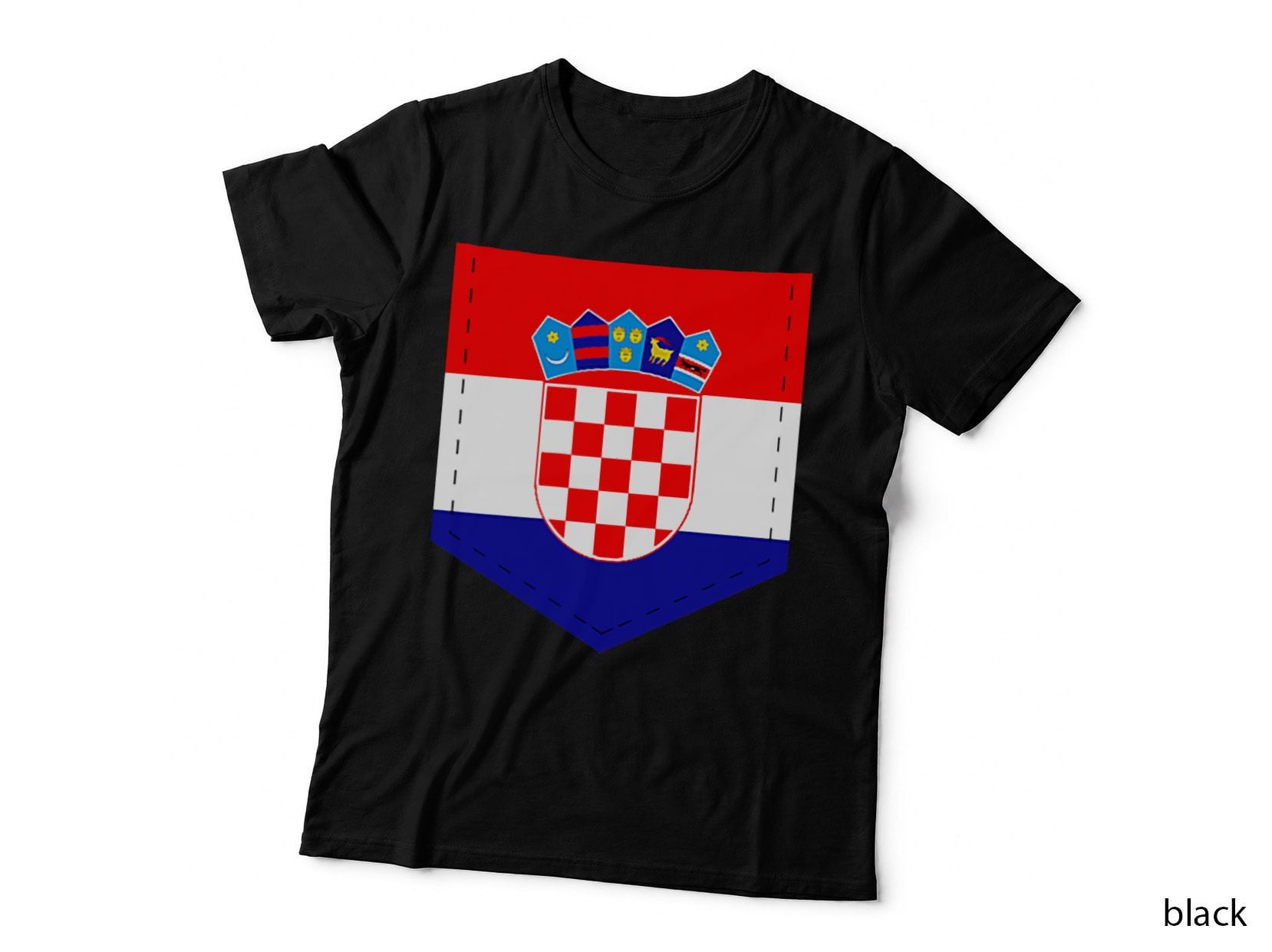 Croatia Flag T-Shirt with Printed Croatian Flag Pocket, Croatian Pride