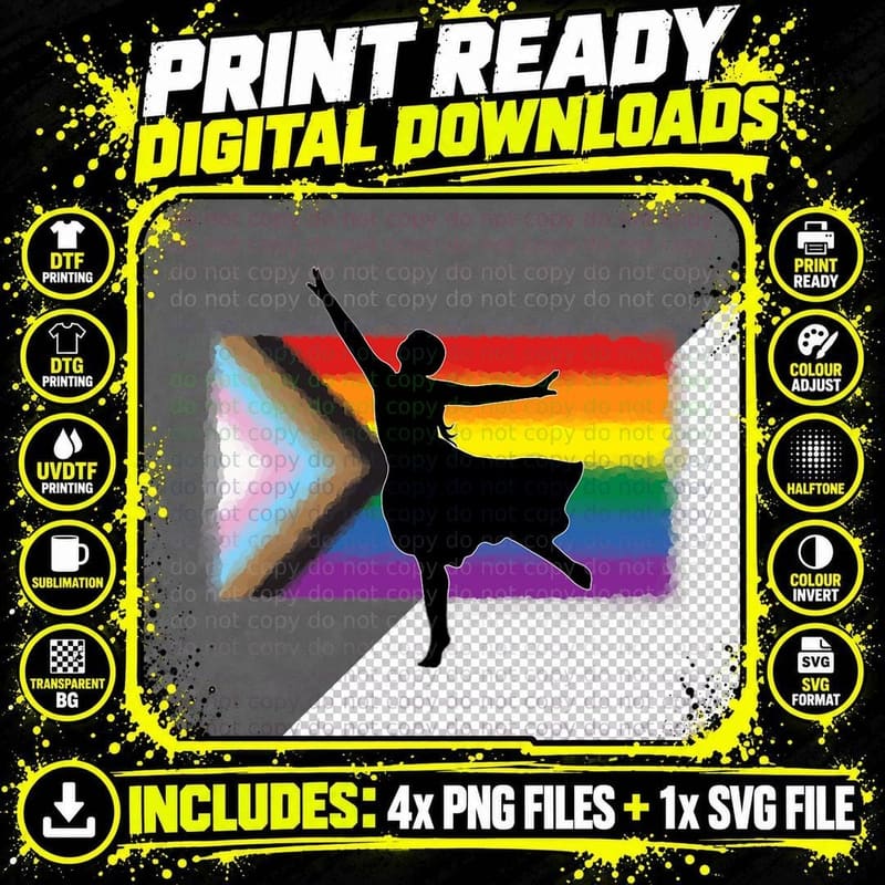 Dance LGBT Pride Flag, LGBTQ+ Pride, Rainbow Flag Png SVG Digital Bundle