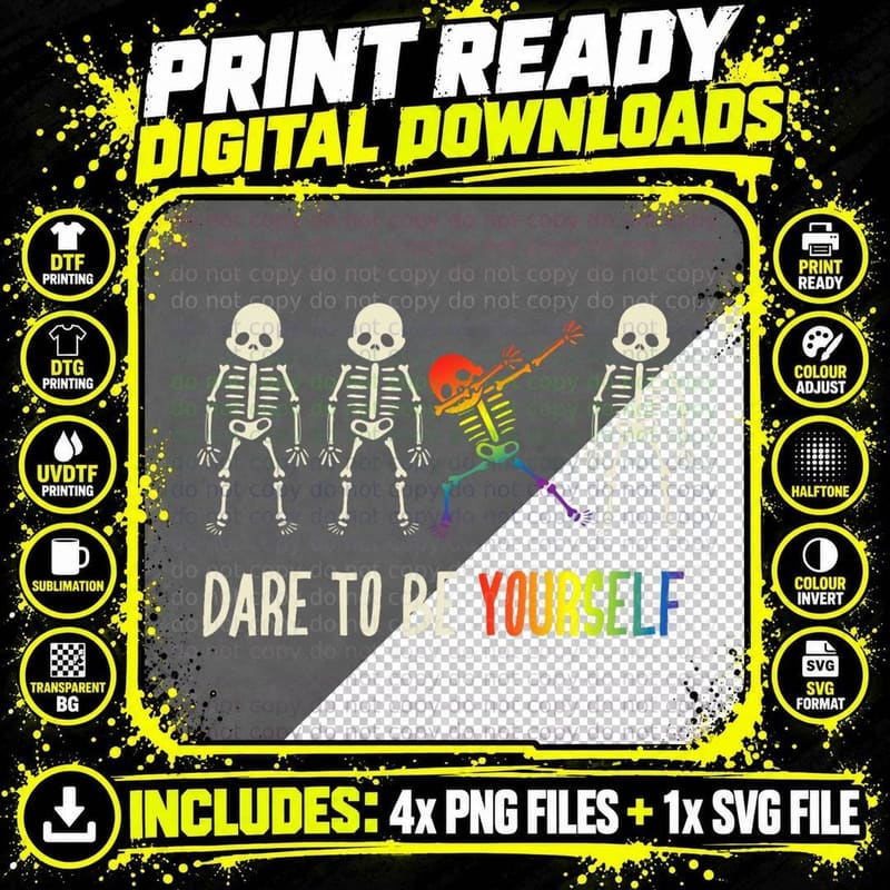Dare to Be Yourself Shirt Cute LGBT Pride T-Shirt Gift Png SVG Digital Bundle