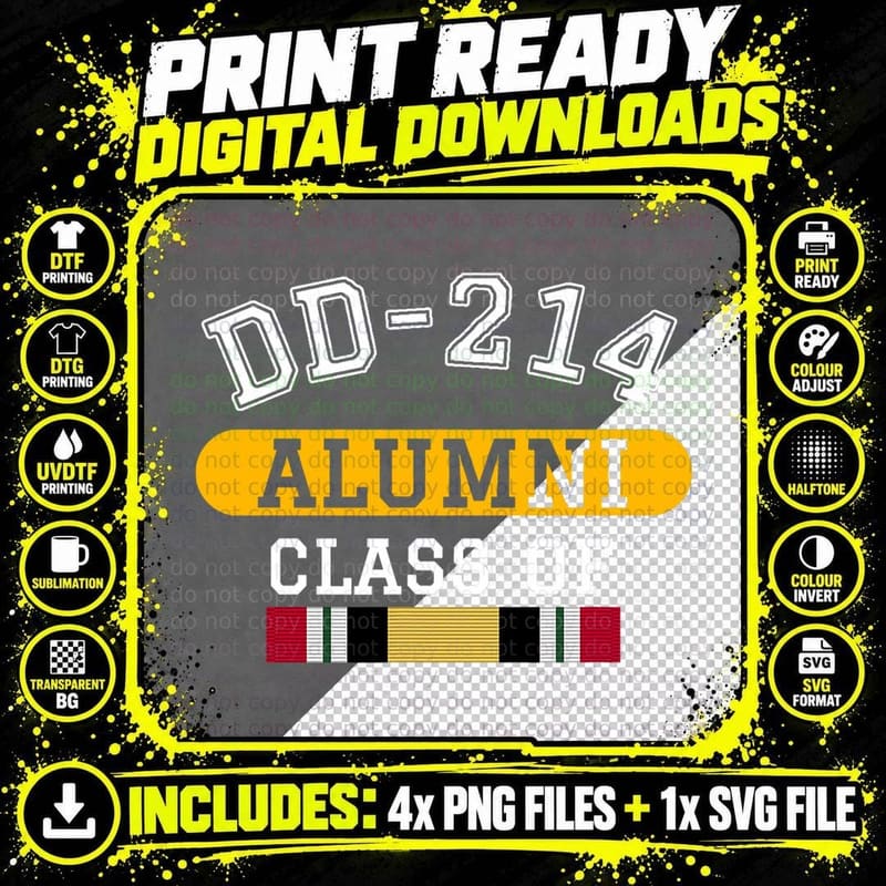 Dd-214 Alumni Class of Iraq War Veteran Pride Png SVG Digital Bundle