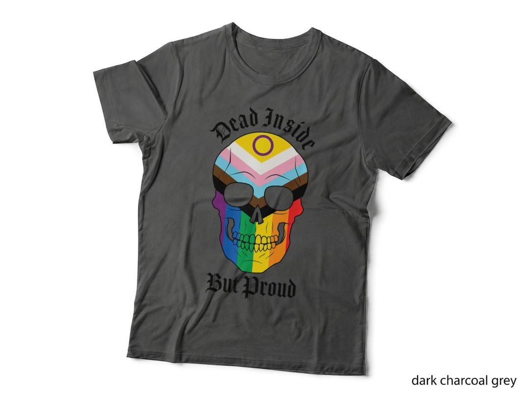 Dead Inside but Proud - Lgbtqia Progress Pride Flag Skull T-Shirt